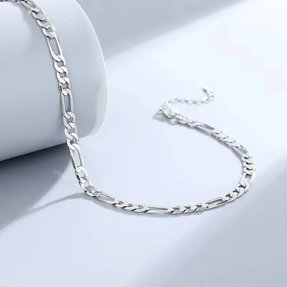S925 Sterling Silver Anklet Figaro Bracelet Hip Hop Child And Mother