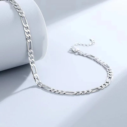 S925 Sterling Silver Anklet Figaro Bracelet Hip Hop Child And Mother