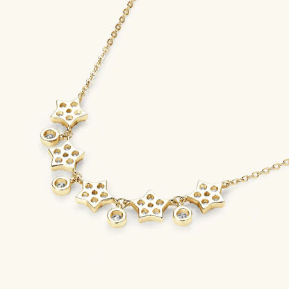 OXTAO U-Smile Moissanite Necklace D VVS1 for Women D Color Round Cut Moissanite Star Necklace 925 Sterling Silver with Certified
